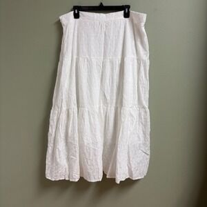 Cottagecore White Eyelet Midi Tiered Skirt Size 3XL Boho Hippie Festival Flowy
